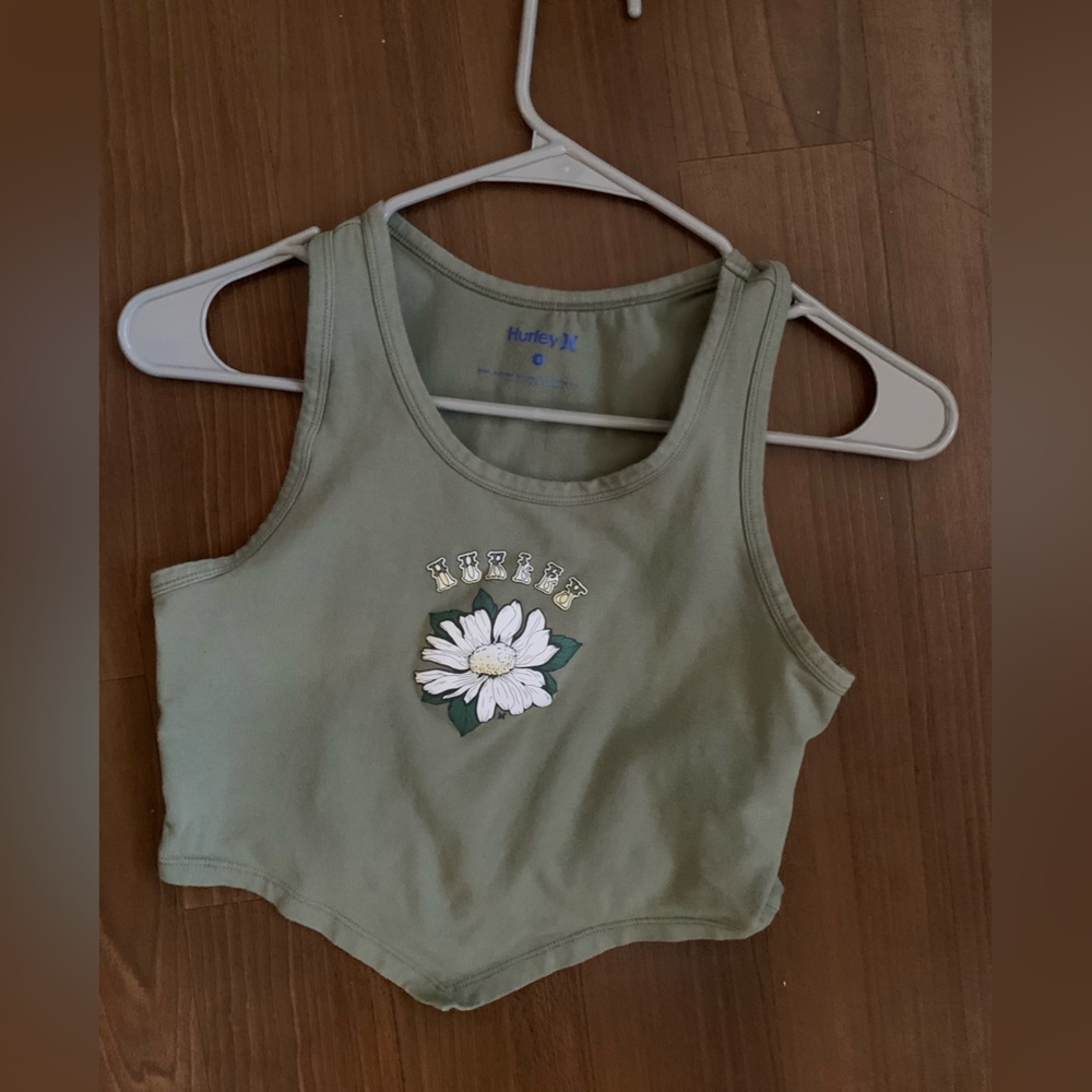 Hurley Green Floral Cropped Tank | Size S